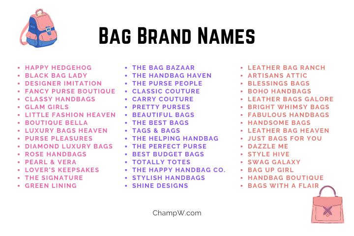 Branded ladies bags names discount